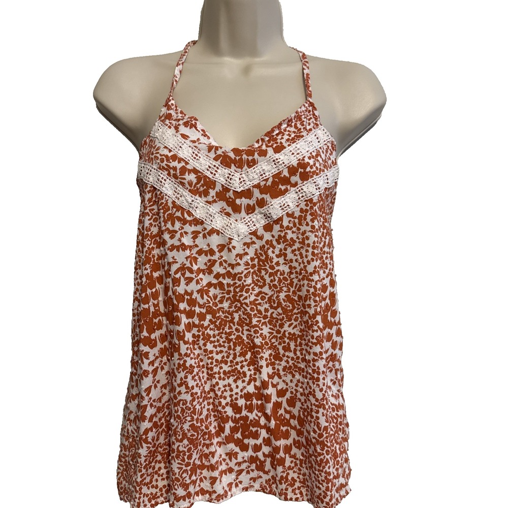 Daytrip Womens Floral Lace Trim Top S‎ Cottagecore Feminine Summer Dainty Fairy